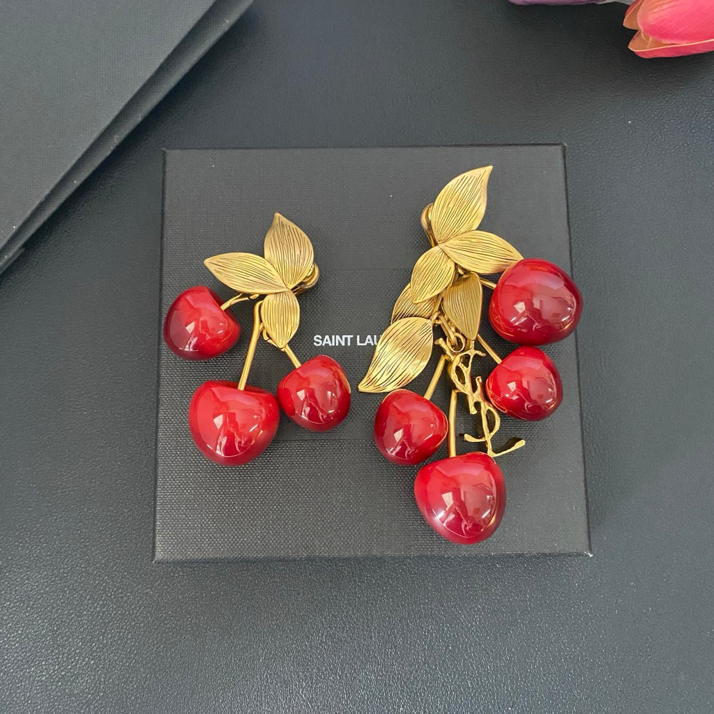 Saint Laurent Red Cherry Drop Earrings - album image 3