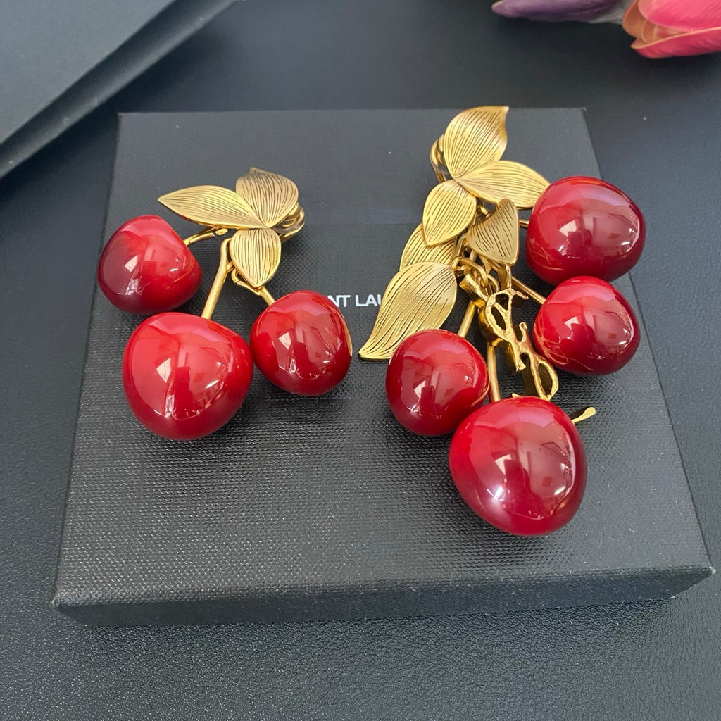 Saint Laurent Red Cherry Drop Earrings - album image 6