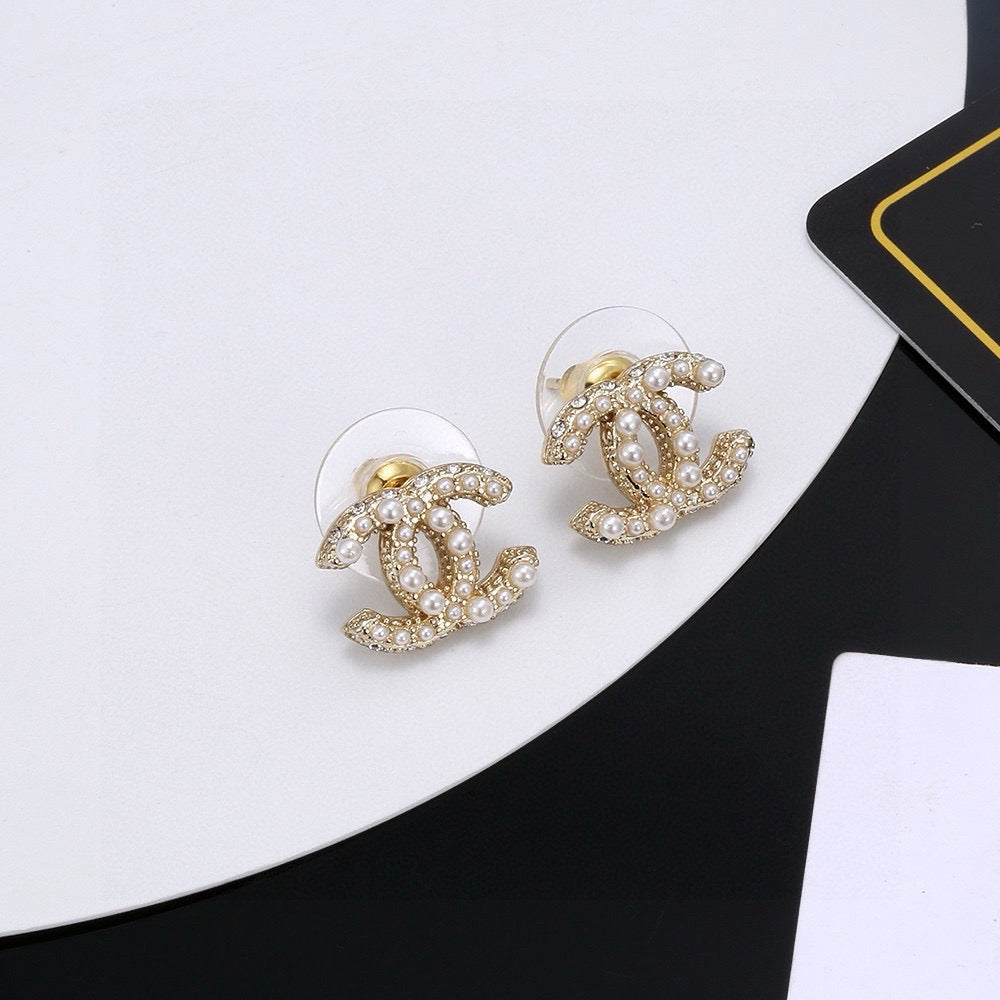 Chanel Gold-Tone Floral CC Stud Earrings - album image 1