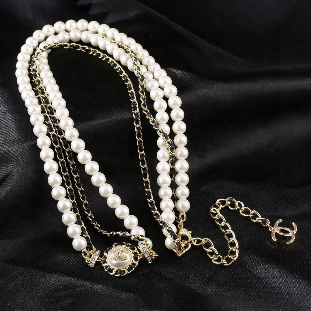 Chanel Pearl Chain Belt with Floral Center - album image 2