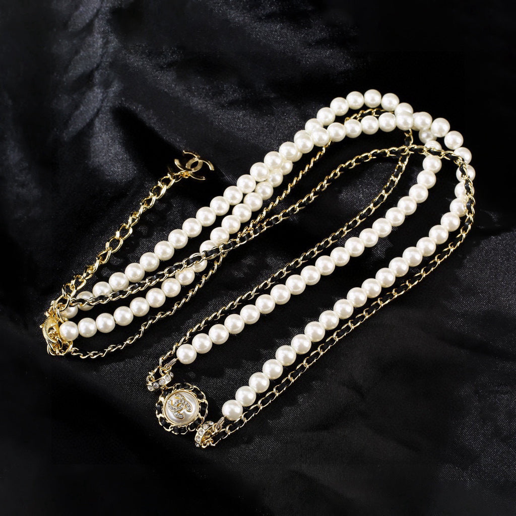 Chanel Pearl Chain Belt with Floral Center - album image 3