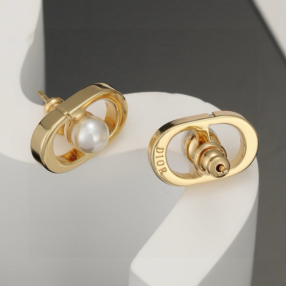 Dior Polished Oval CD Stud Earrings - product image 2