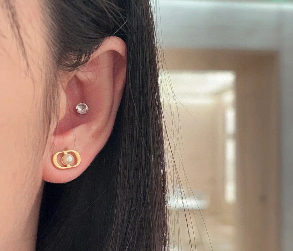 Dior Polished Oval CD Stud Earrings - product image 3