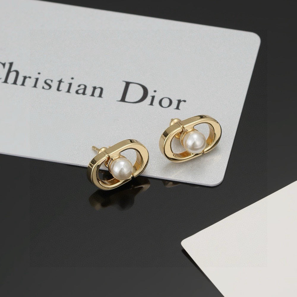 Dior Polished Oval CD Stud Earrings - product image 5