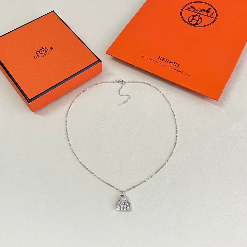 Hermès Silver-Tone Heart Pendant Necklace - album image 2