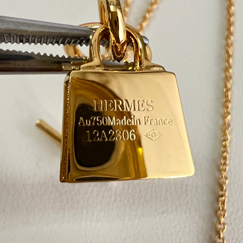 Hermès Gold-Tone Rectangular Tag Pendant Necklace - album image 6