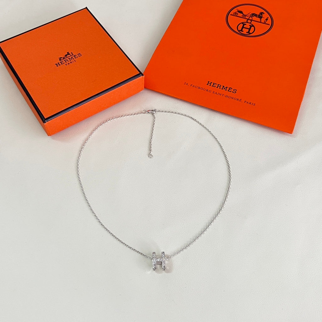 Hermès Silver-Tone Rectangular Pendant Necklace - album image 2