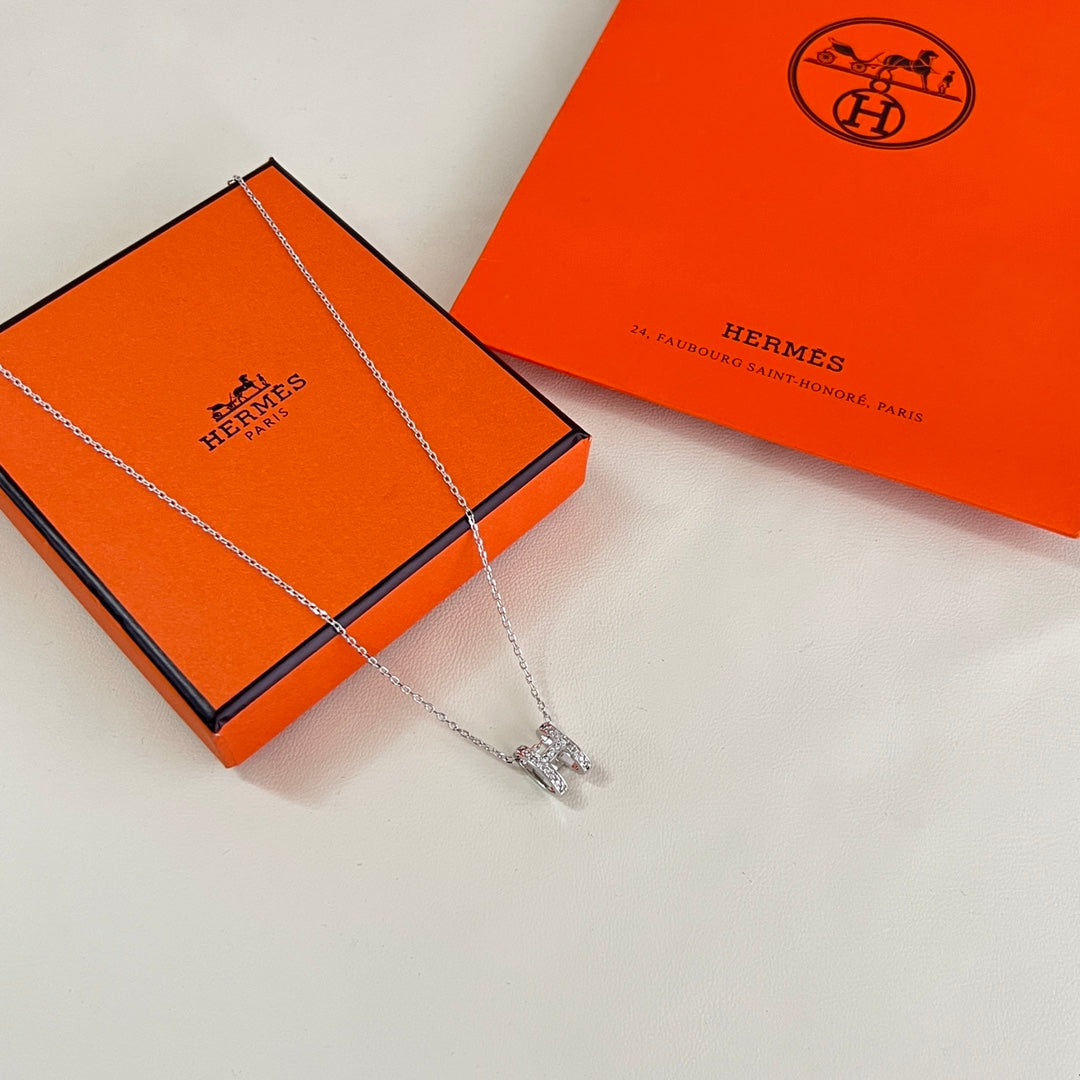 Hermès Silver-Tone Rectangular Pendant Necklace - album image 1