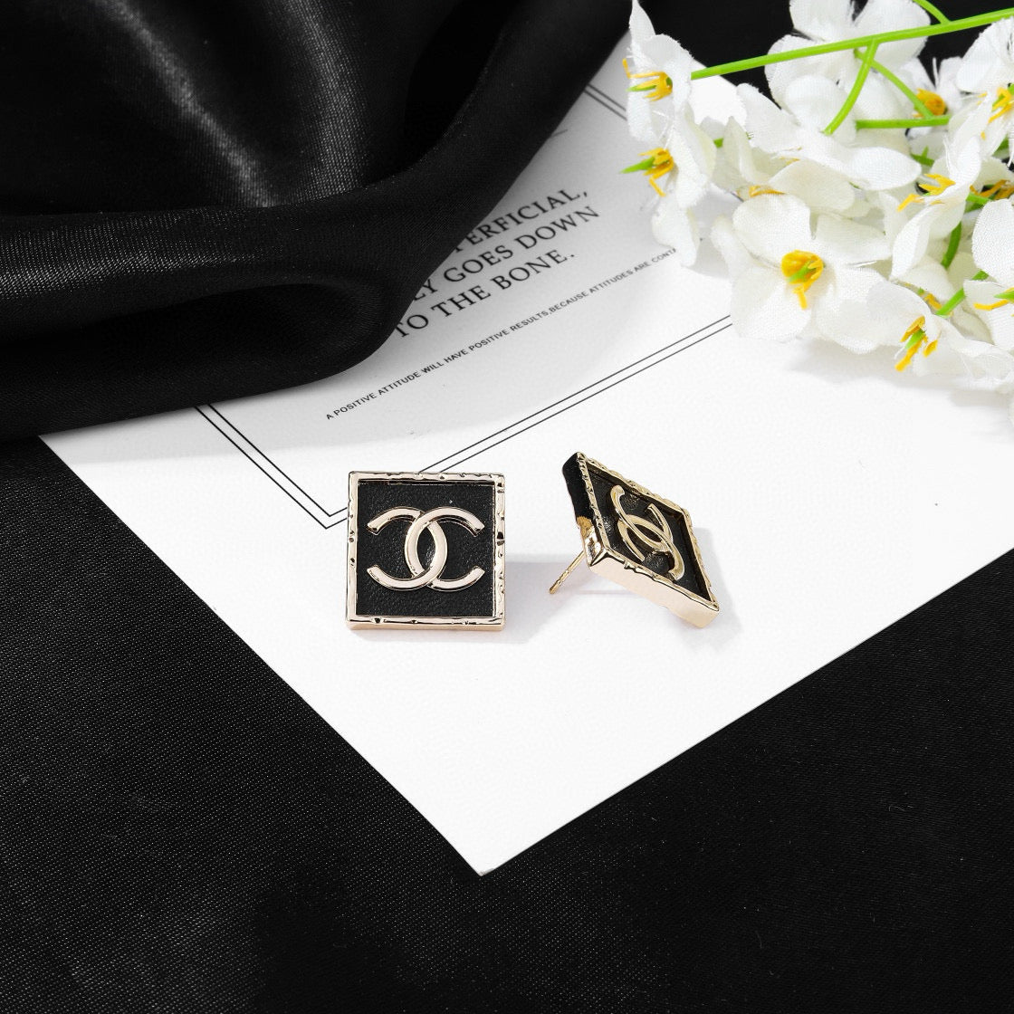 Chanel Square CC Stud Earrings - album image 6