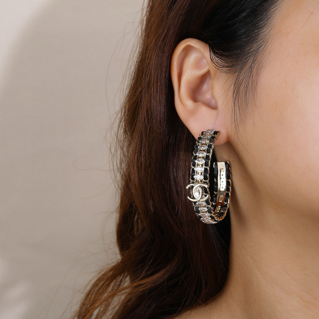 Chanel Silver-Tone Crystal Hoop Earrings - album image 5