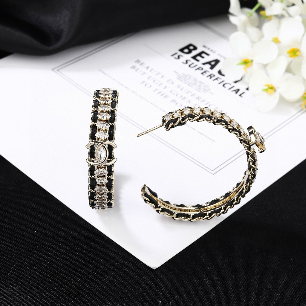 Chanel Silver-Tone Crystal Hoop Earrings - album image 4
