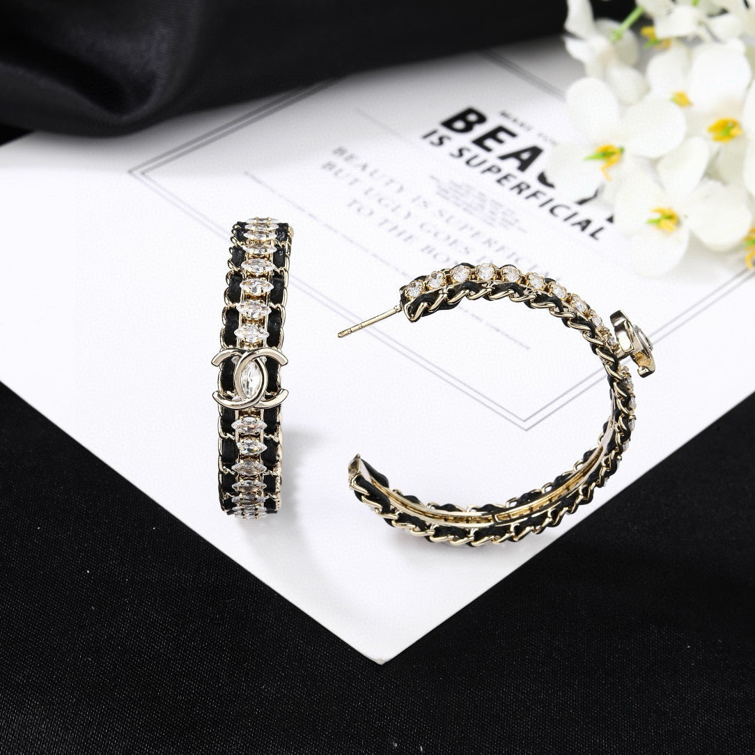 Chanel Silver-Tone Crystal Hoop Earrings - album image 4