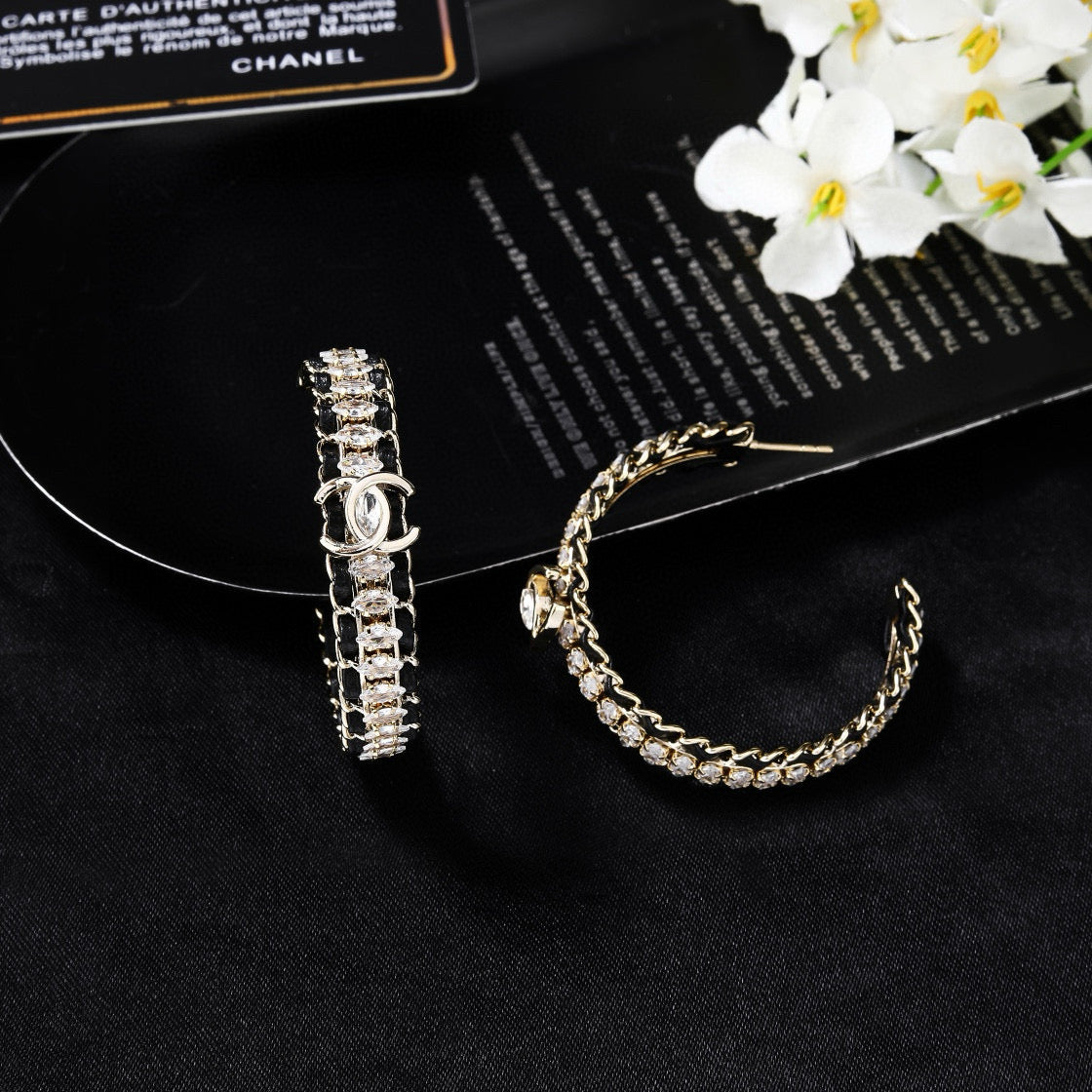Chanel Silver-Tone Crystal Hoop Earrings - album image 2