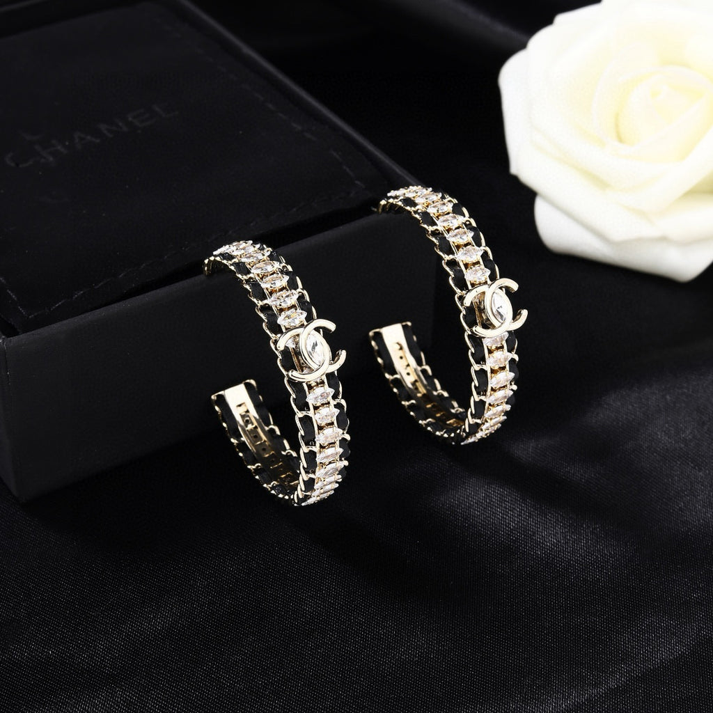 Chanel Silver-Tone Crystal Hoop Earrings - album image 1