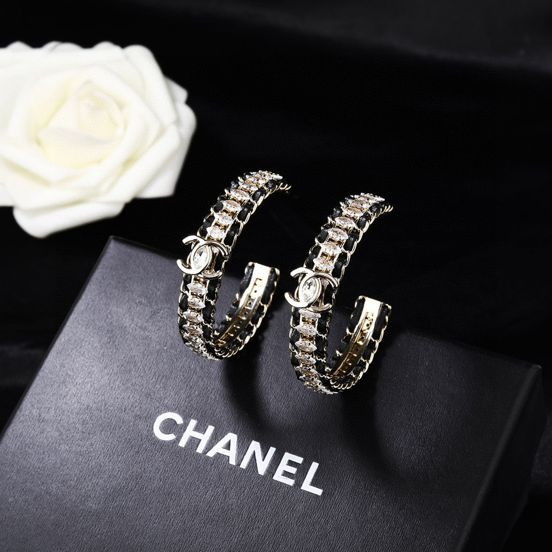 Chanel Silver-Tone Crystal Hoop Earrings - album image 6