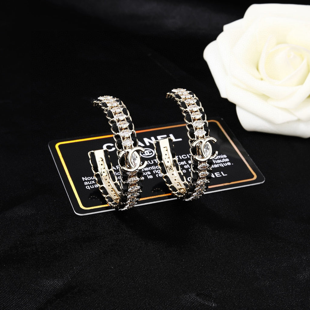 Chanel Silver-Tone Crystal Hoop Earrings - album image 7
