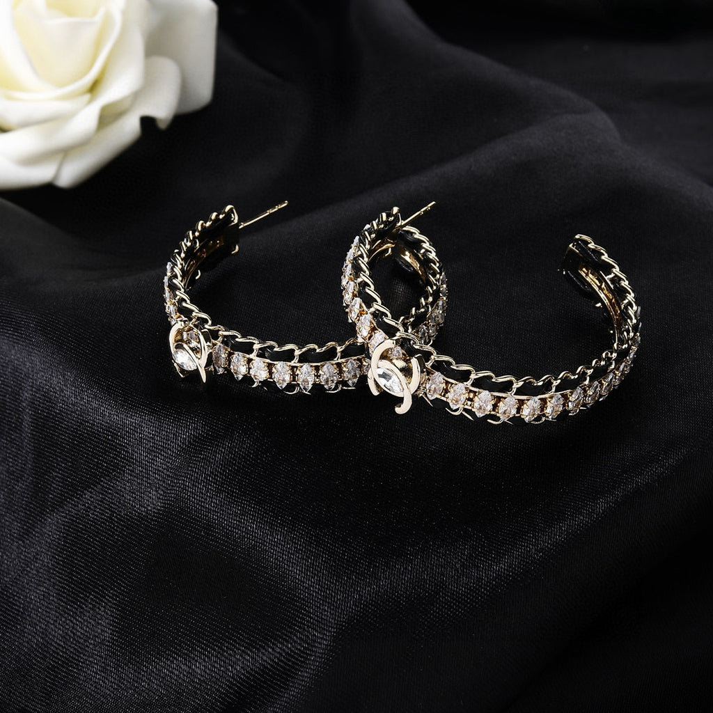 Chanel Silver-Tone Crystal Hoop Earrings - album image 3