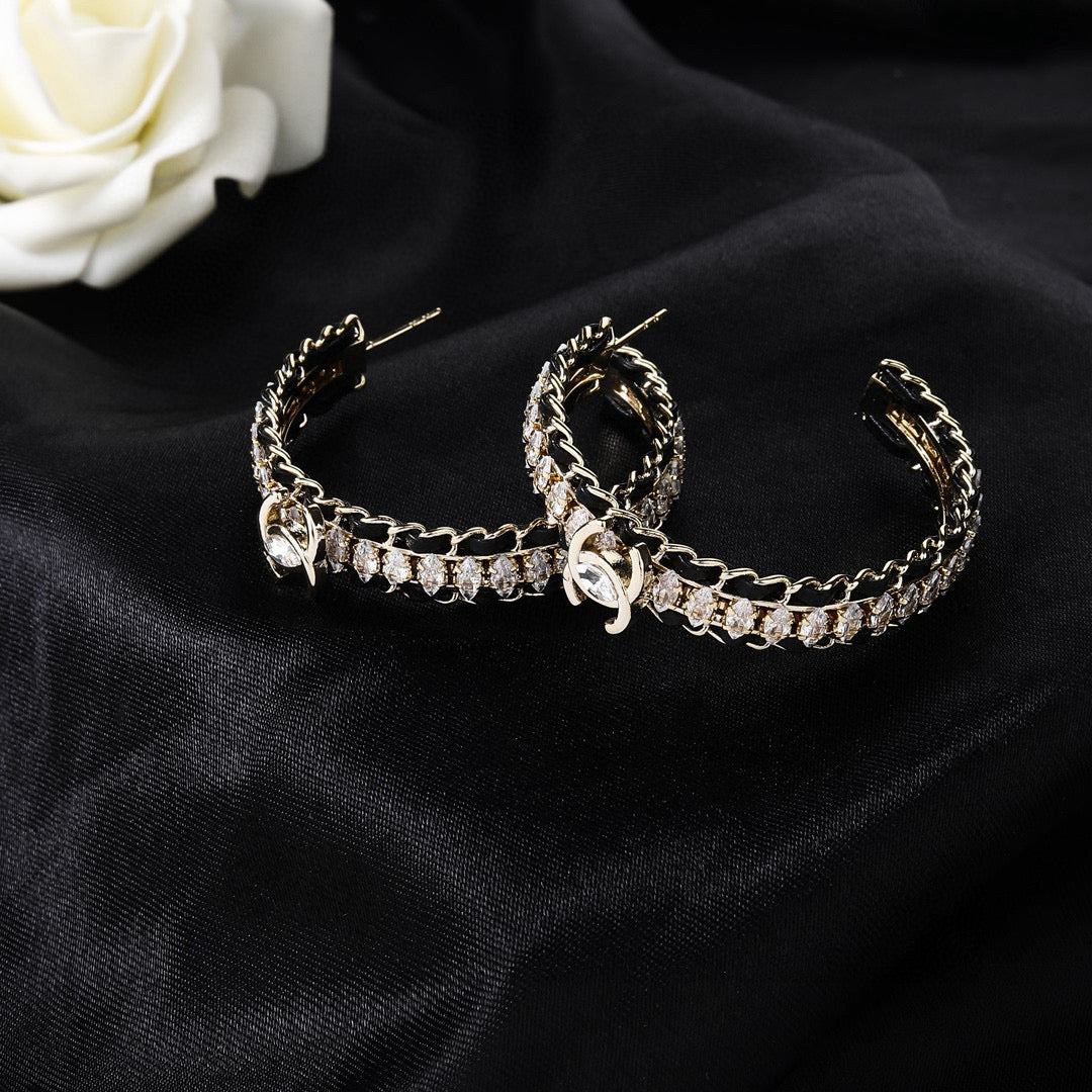 Chanel Silver-Tone Crystal Hoop Earrings - album image 3