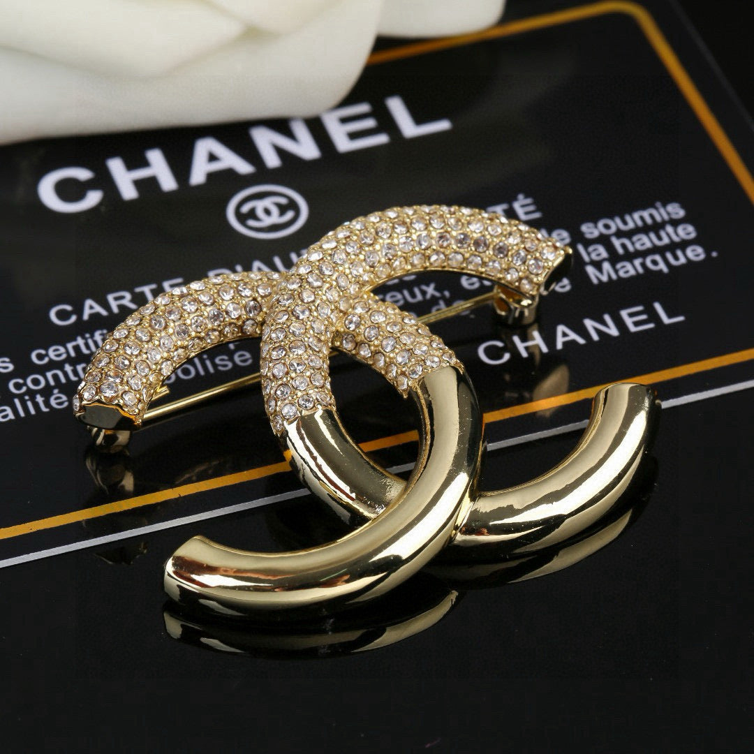 Chanel Interlocking C Crystal Accent Brooch - album image 1