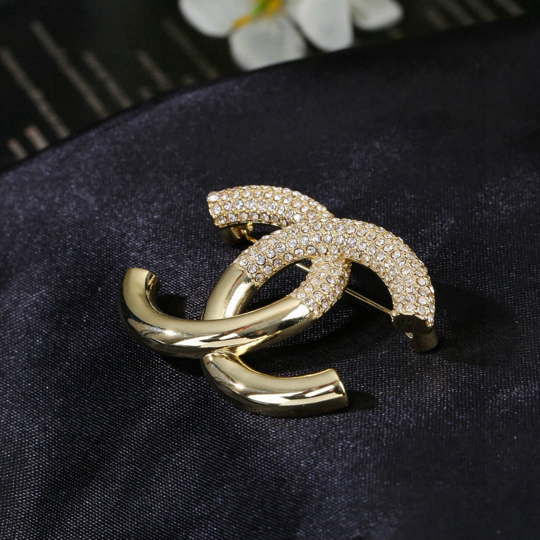 Chanel Interlocking C Crystal Accent Brooch - album image 6