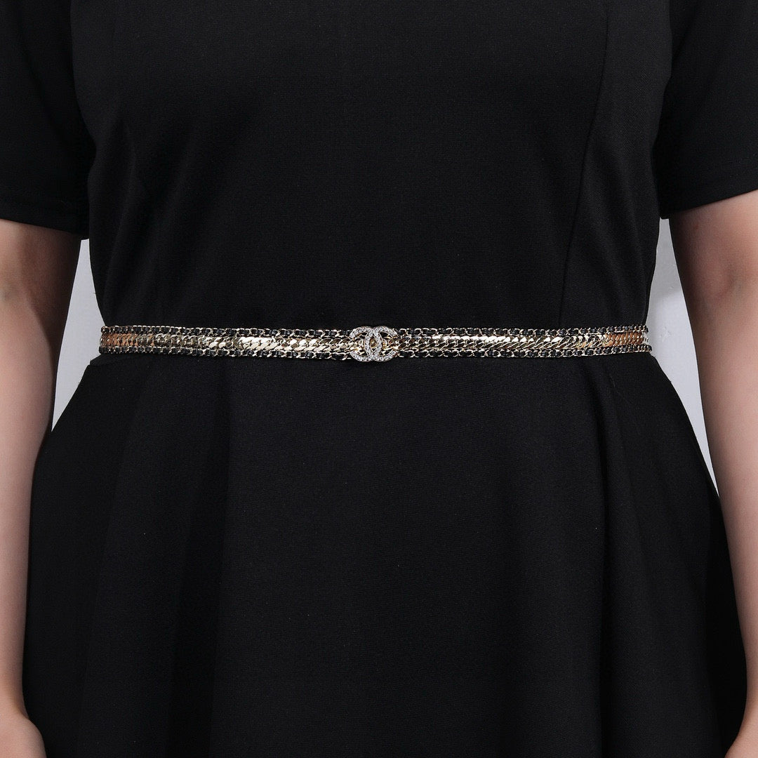 Chanel Black Leather Chain Belt - album image 1