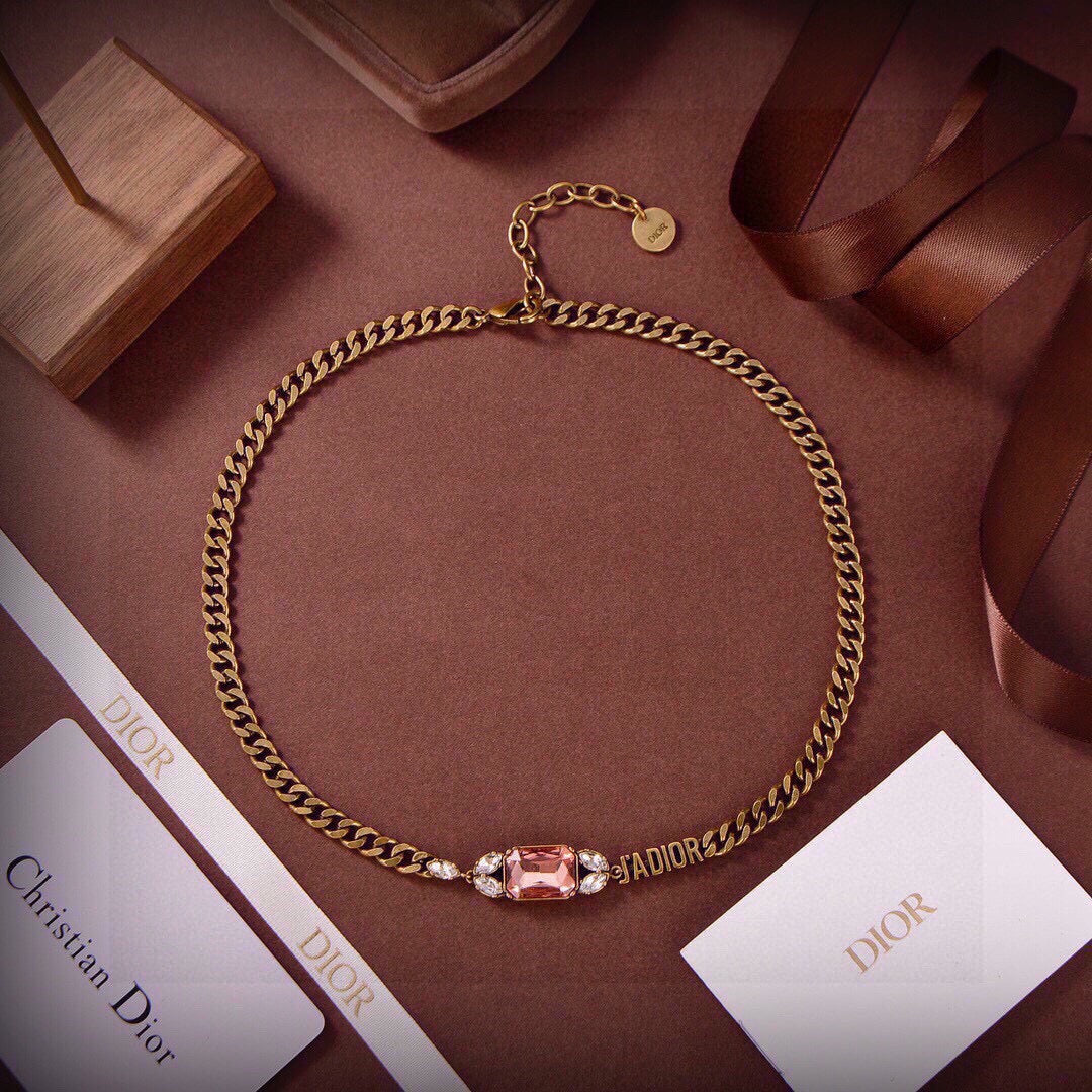 Dior Pink Link Detail Chain Necklace - product image 4