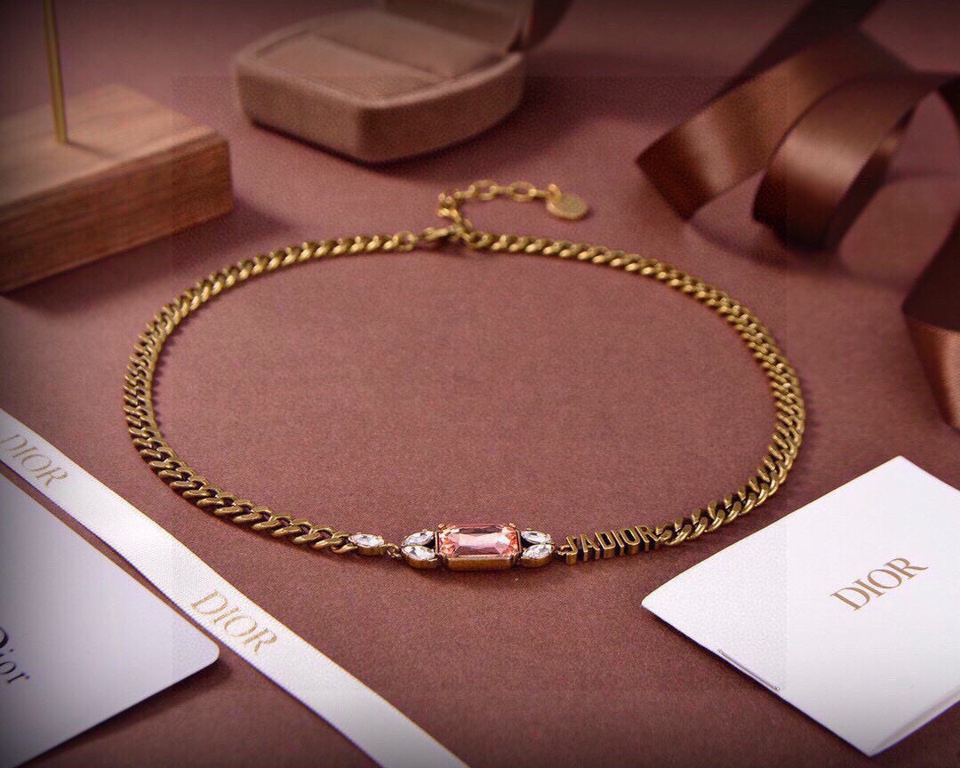 Dior Pink Link Detail Chain Necklace - product image 1