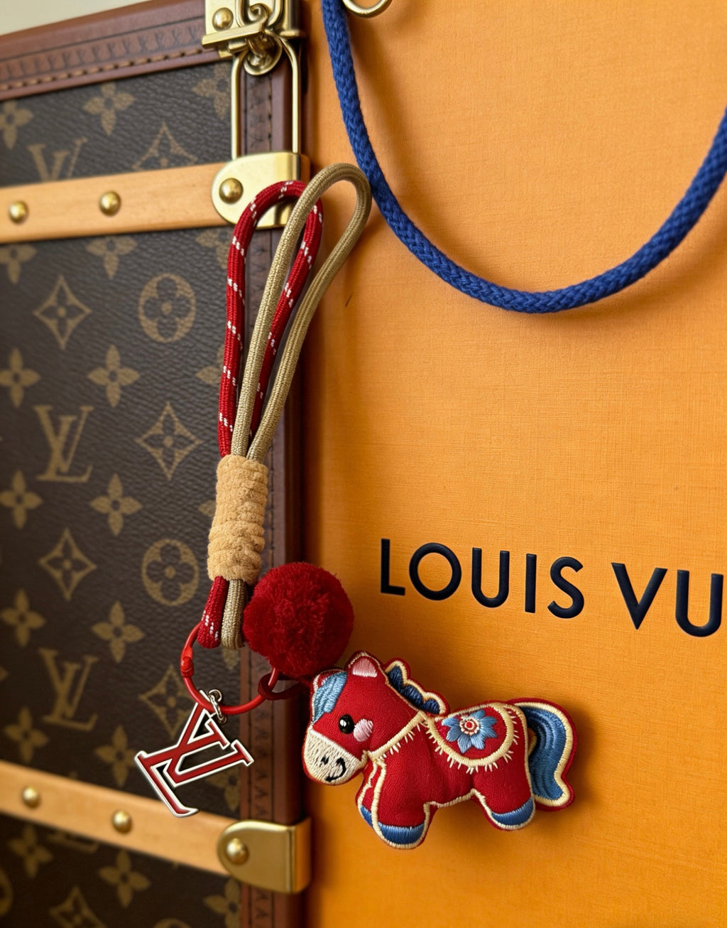 Louis Vuitton Red Horse Bag Charm with Braided Strap - album image 4