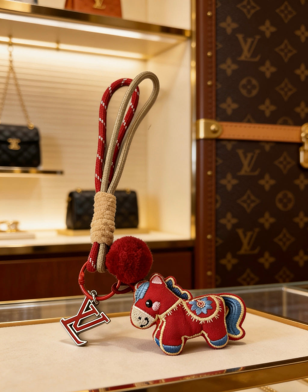 Louis Vuitton Red Horse Bag Charm with Braided Strap - album image 6