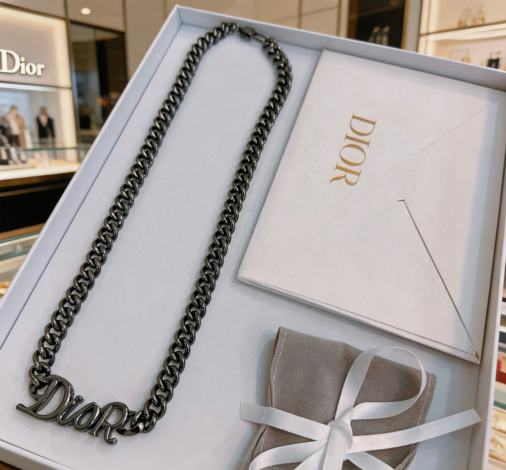 Dior Black-Finish Long Curb Necklace - product image 2