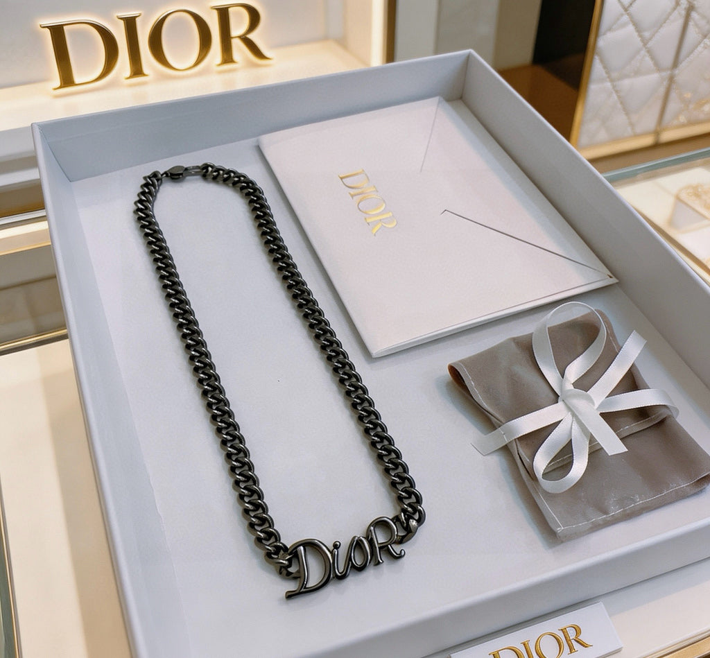 Dior Black-Finish Long Curb Necklace - product image 6