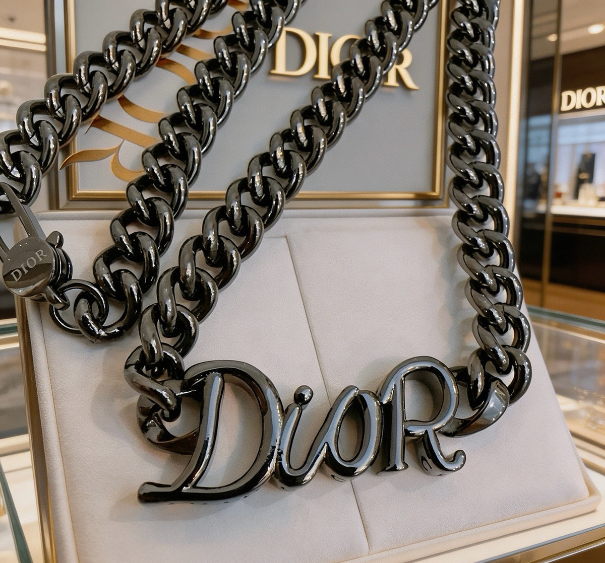 Dior Black-Finish Long Curb Necklace - product image 3