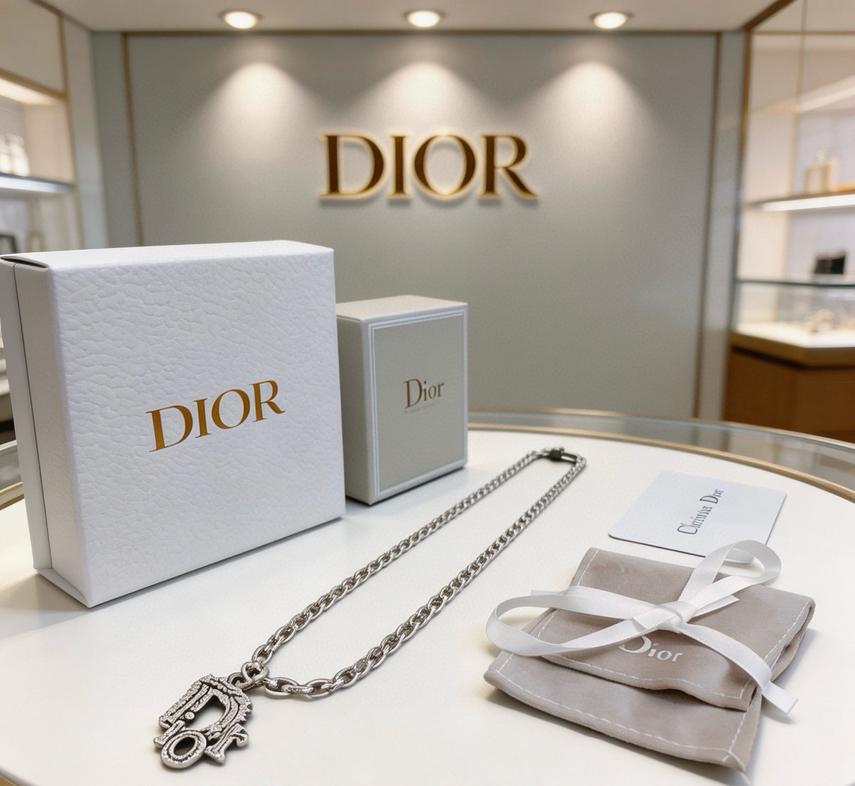 Dior Elongated-Link Medallion Necklace - product image 2