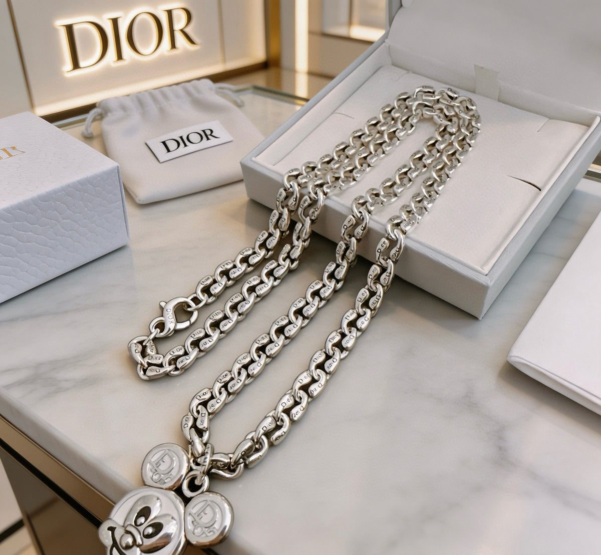 Dior Double-Chain Charm Necklace - product image 3