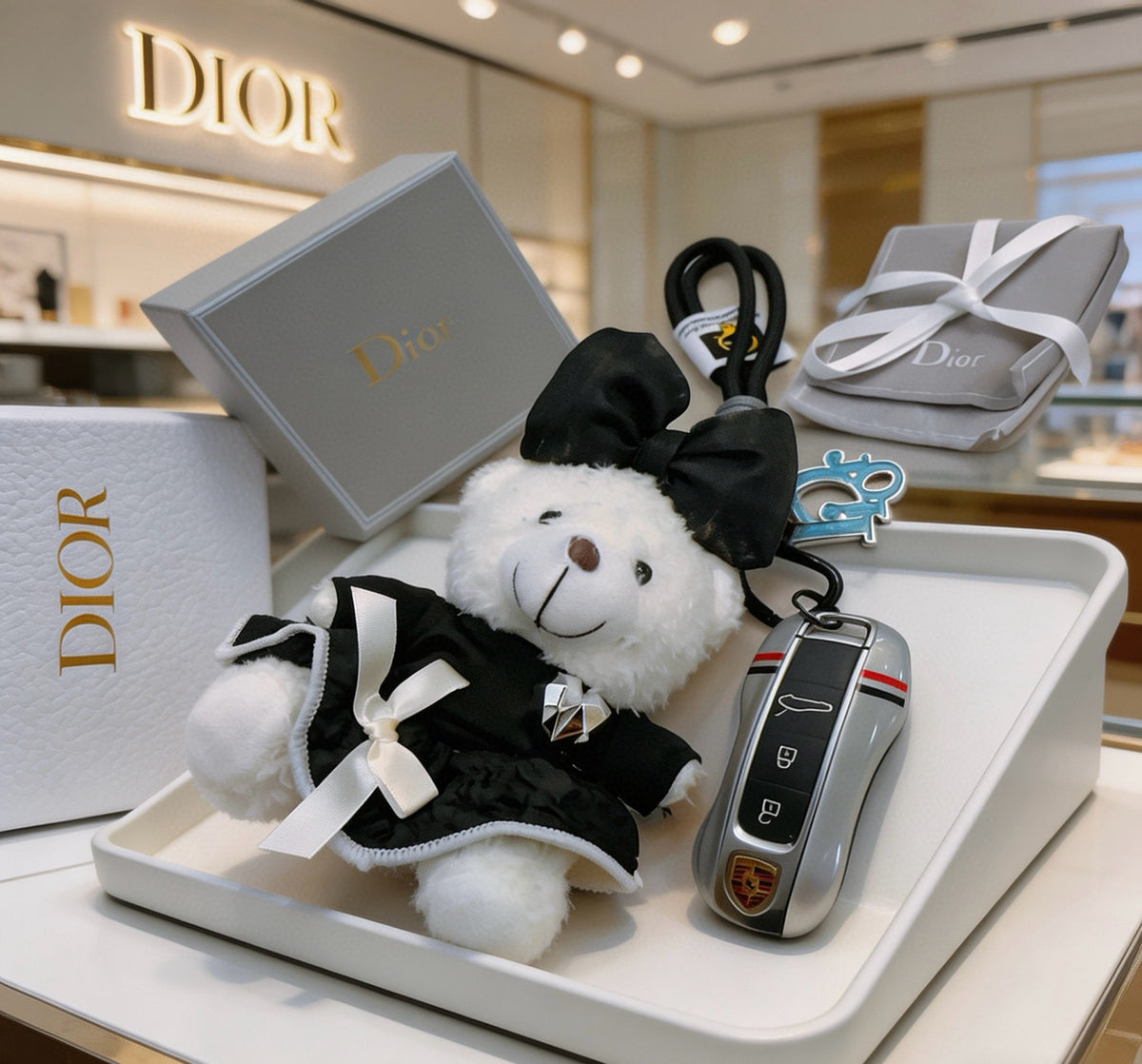 Dior Black-and-White Plush Character Keychain - product image 3