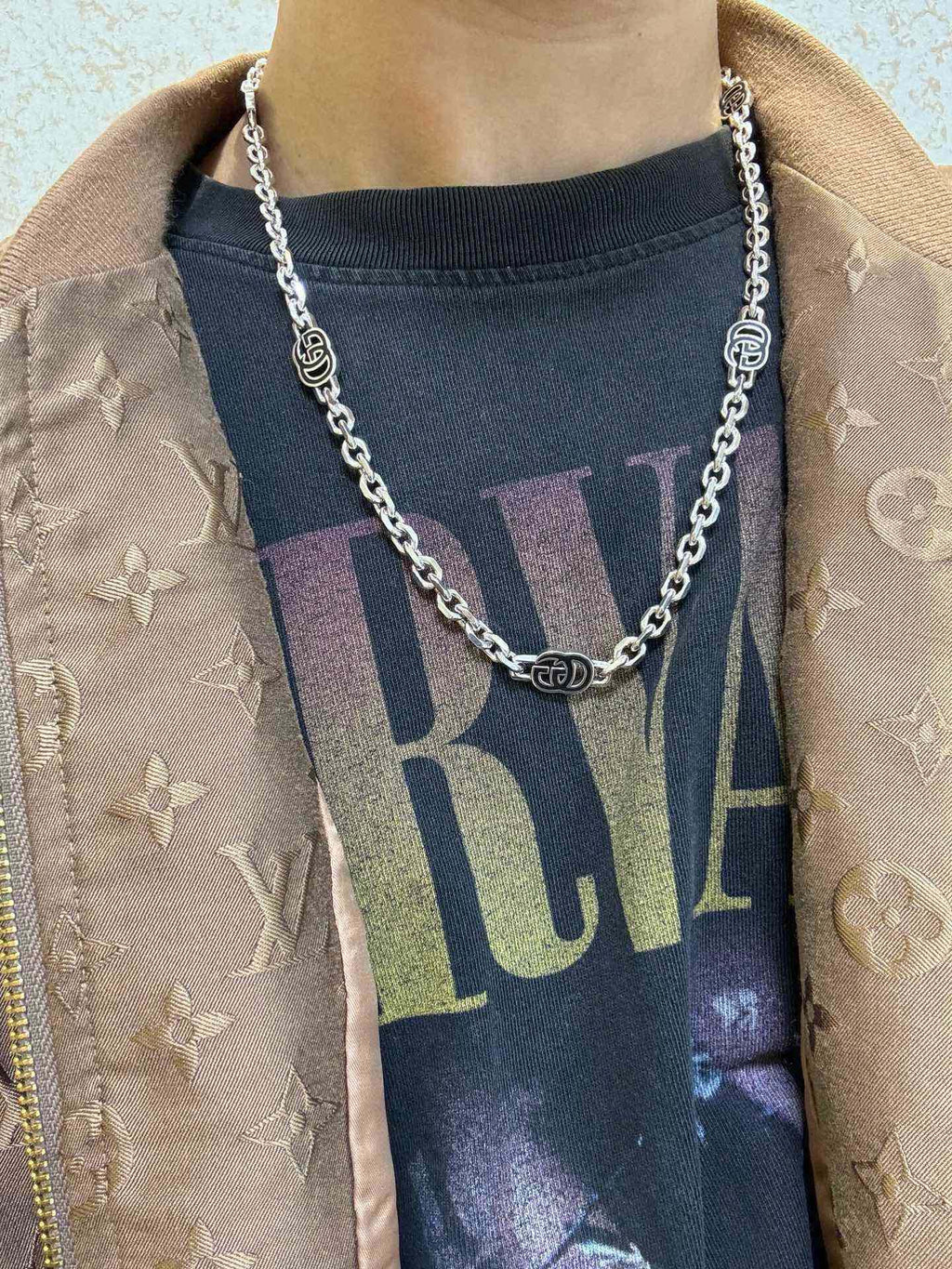 Gucci Anger Forest Interlocking G Antique Silver-Tone Silver-Tone Antiqued Chain Necklace - album image 3