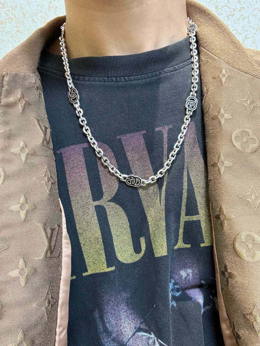 Gucci Anger Forest Interlocking G Antique Silver-Tone Silver-Tone Antiqued Chain Necklace - album image 6