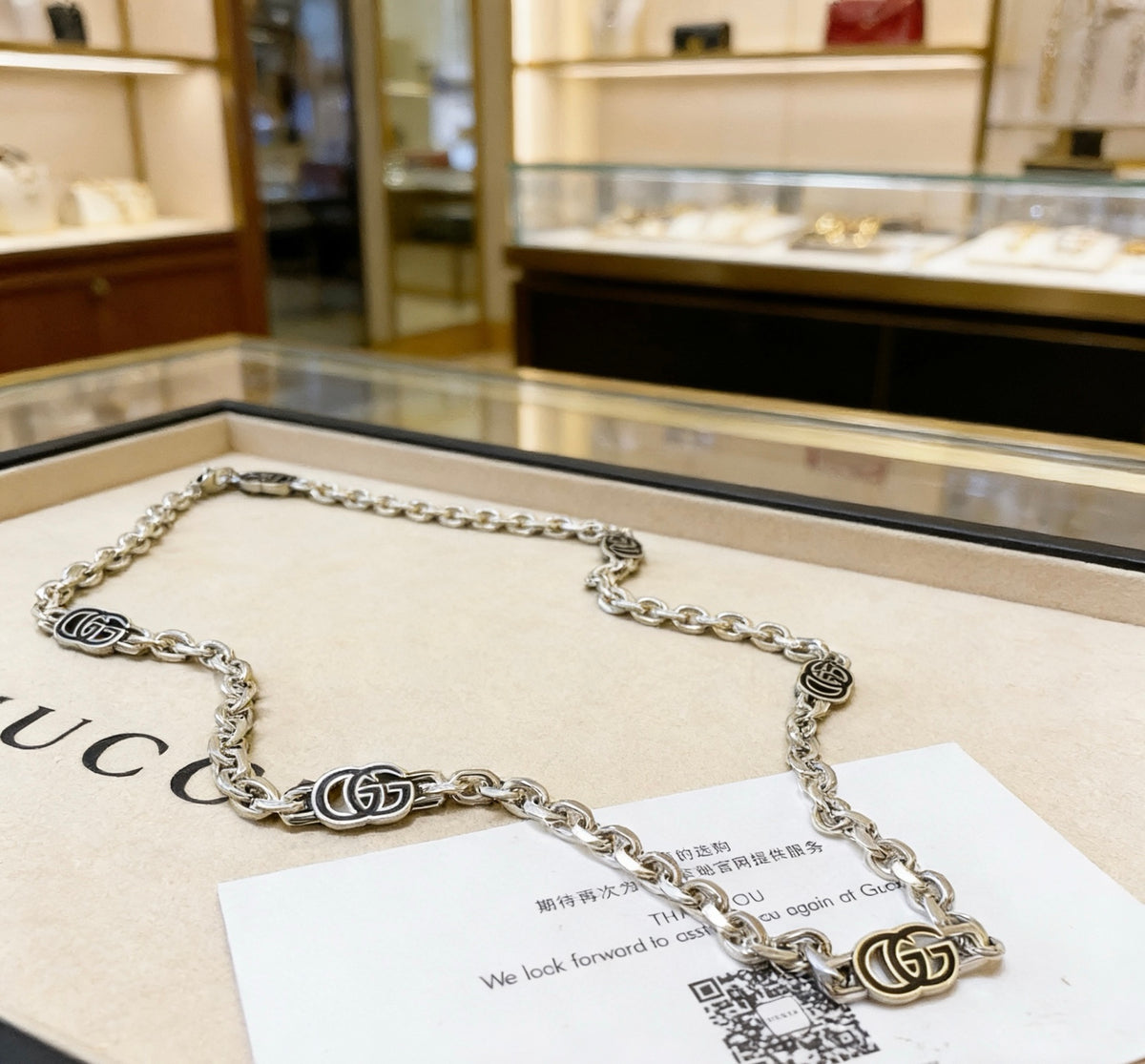 Gucci Anger Forest Interlocking G Antique Silver-Tone Silver-Tone Antiqued Chain Necklace - album image 4