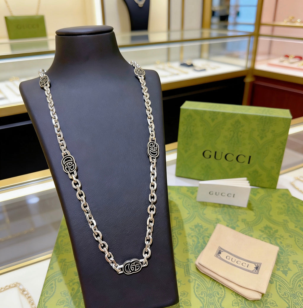 Gucci Anger Forest Interlocking G Antique Silver-Tone Silver-Tone Antiqued Chain Necklace - album image 8