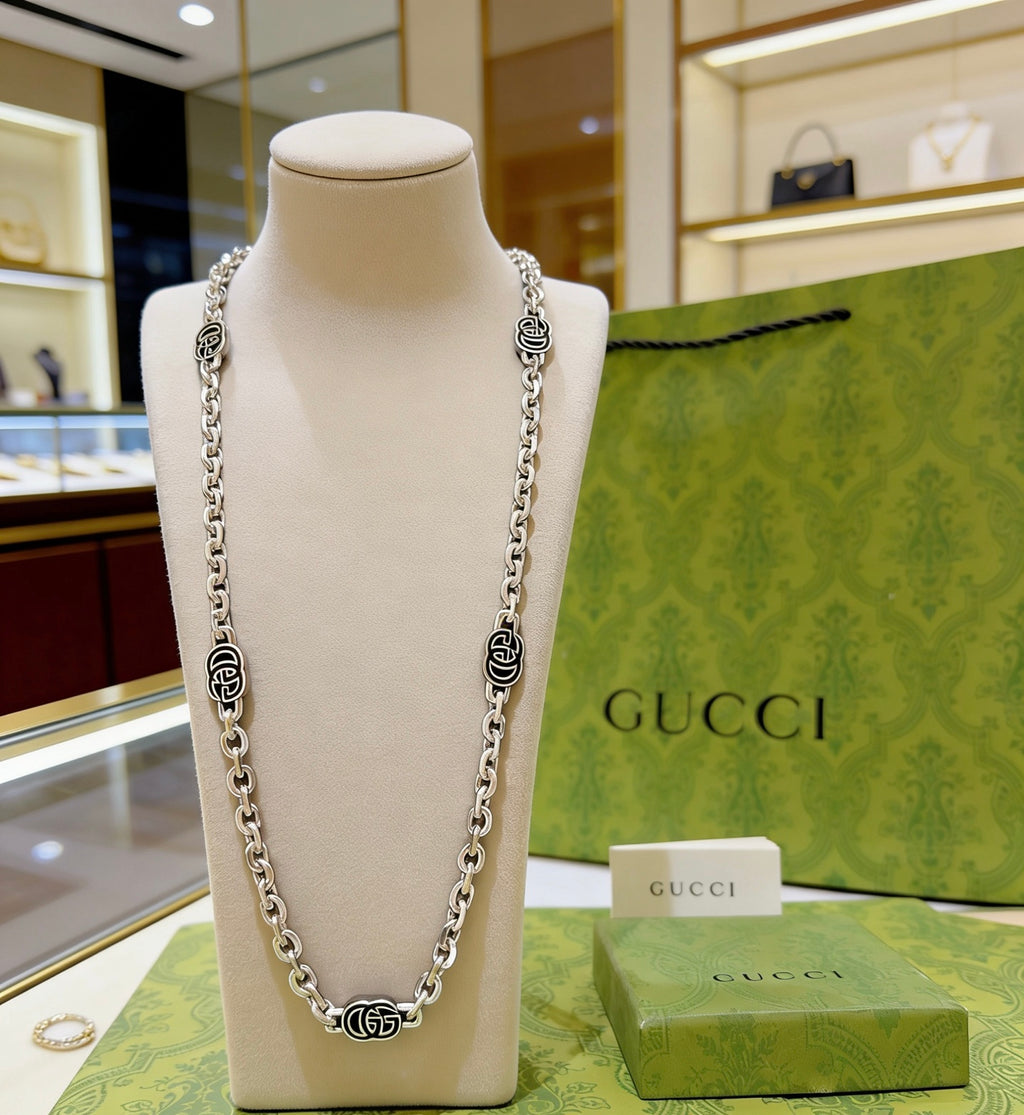 Gucci Anger Forest Interlocking G Antique Silver-Tone Silver-Tone Antiqued Chain Necklace - album image 2