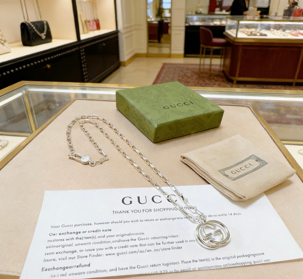 Gucci Anger Forest Interlocking G Antiqued Chain Necklace - album image 1