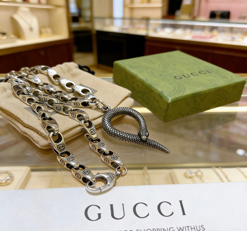 Gucci Anger Forest Interlocking G Antiqued Chain Necklace - album image 7