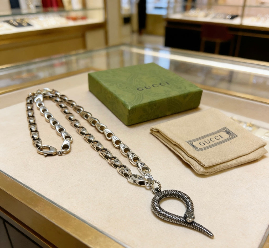 Gucci Anger Forest Interlocking G Antiqued Chain Necklace - album image 1