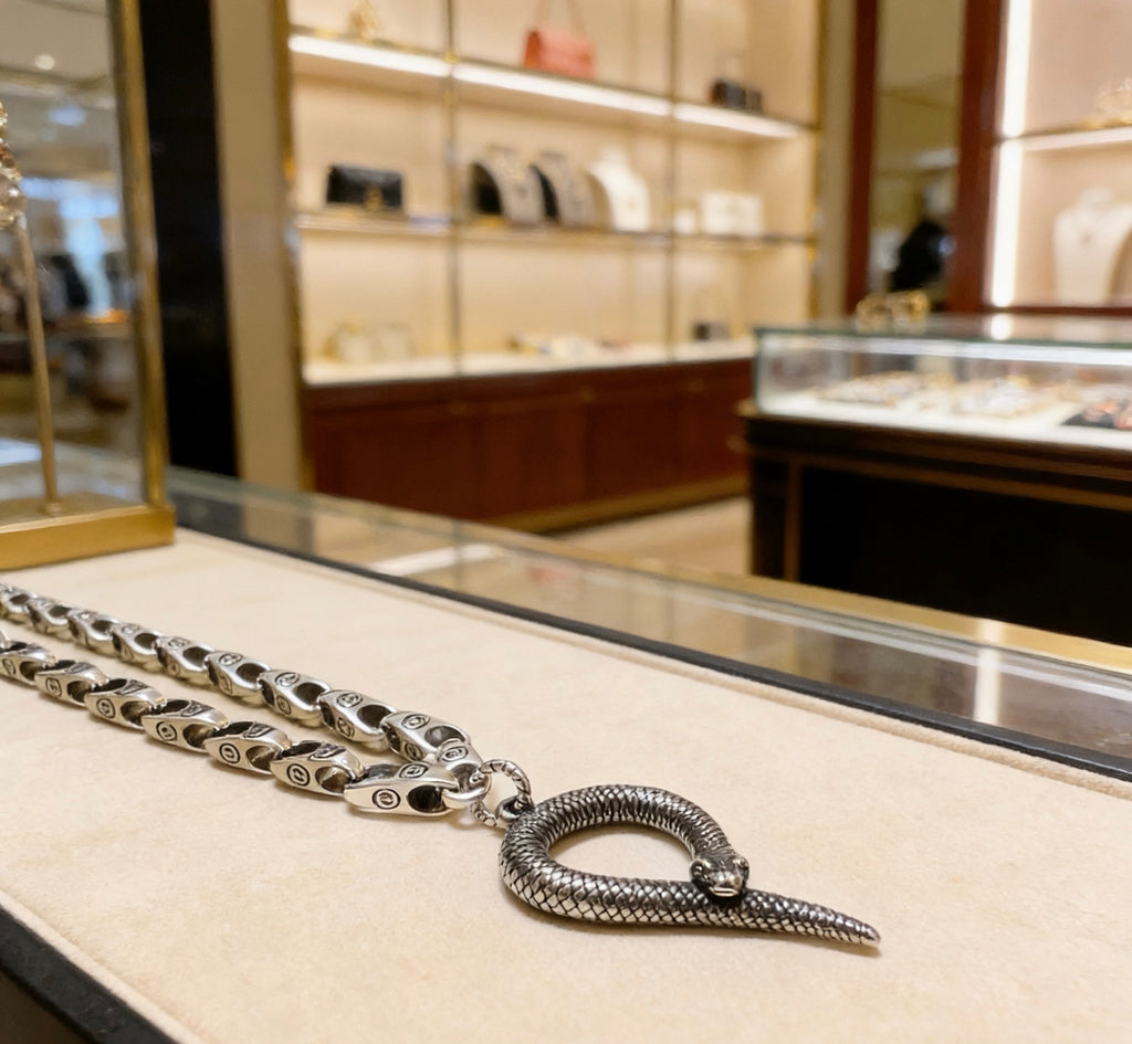 Gucci Anger Forest Interlocking G Antiqued Chain Necklace - album image 6
