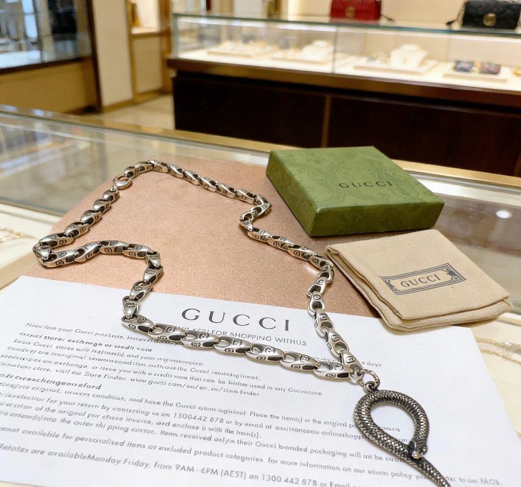Gucci Anger Forest Interlocking G Antiqued Chain Necklace - album image 5