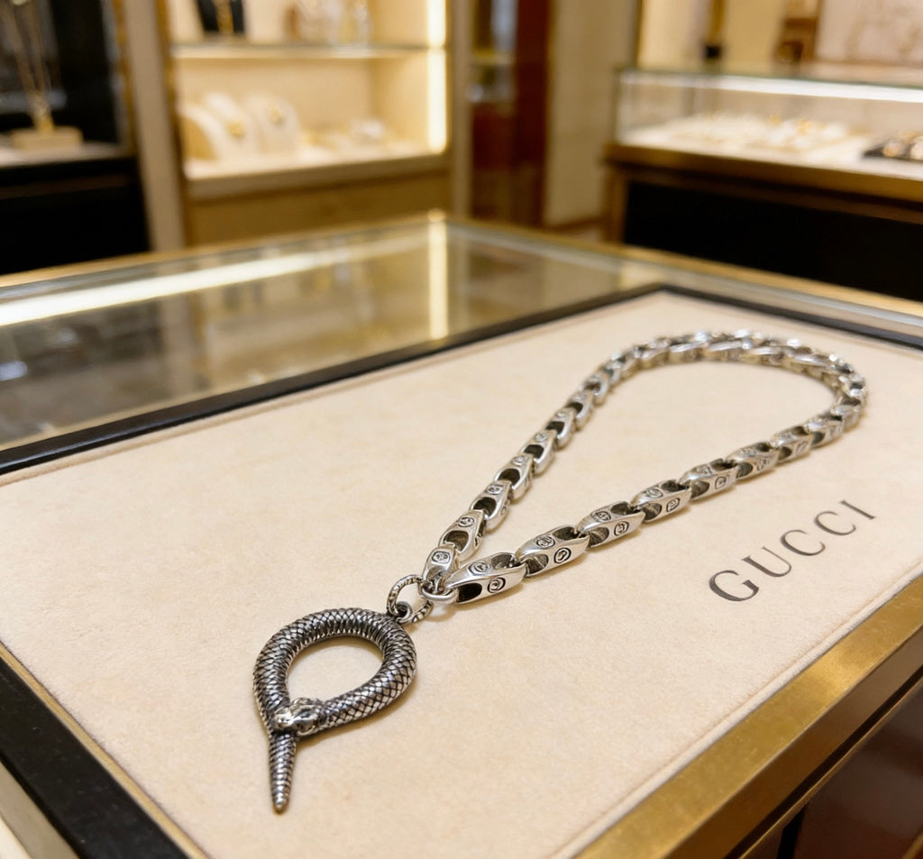 Gucci Anger Forest Interlocking G Antiqued Chain Necklace - album image 2