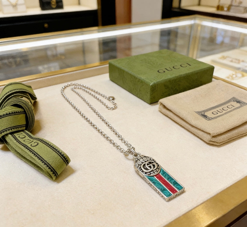 Gucci Anger Forest Interlocking G Antiqued Chain Necklace - album image 2