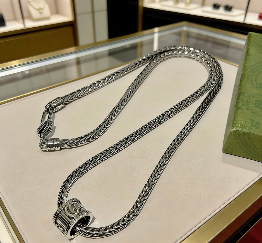 Gucci Anger Forest Interlocking G Antiqued Chain Necklace - album image 5