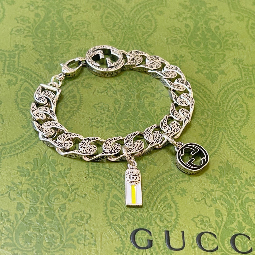 Gucci Silver-Tone Chunky Link Bracelet with G Charm - album image 7