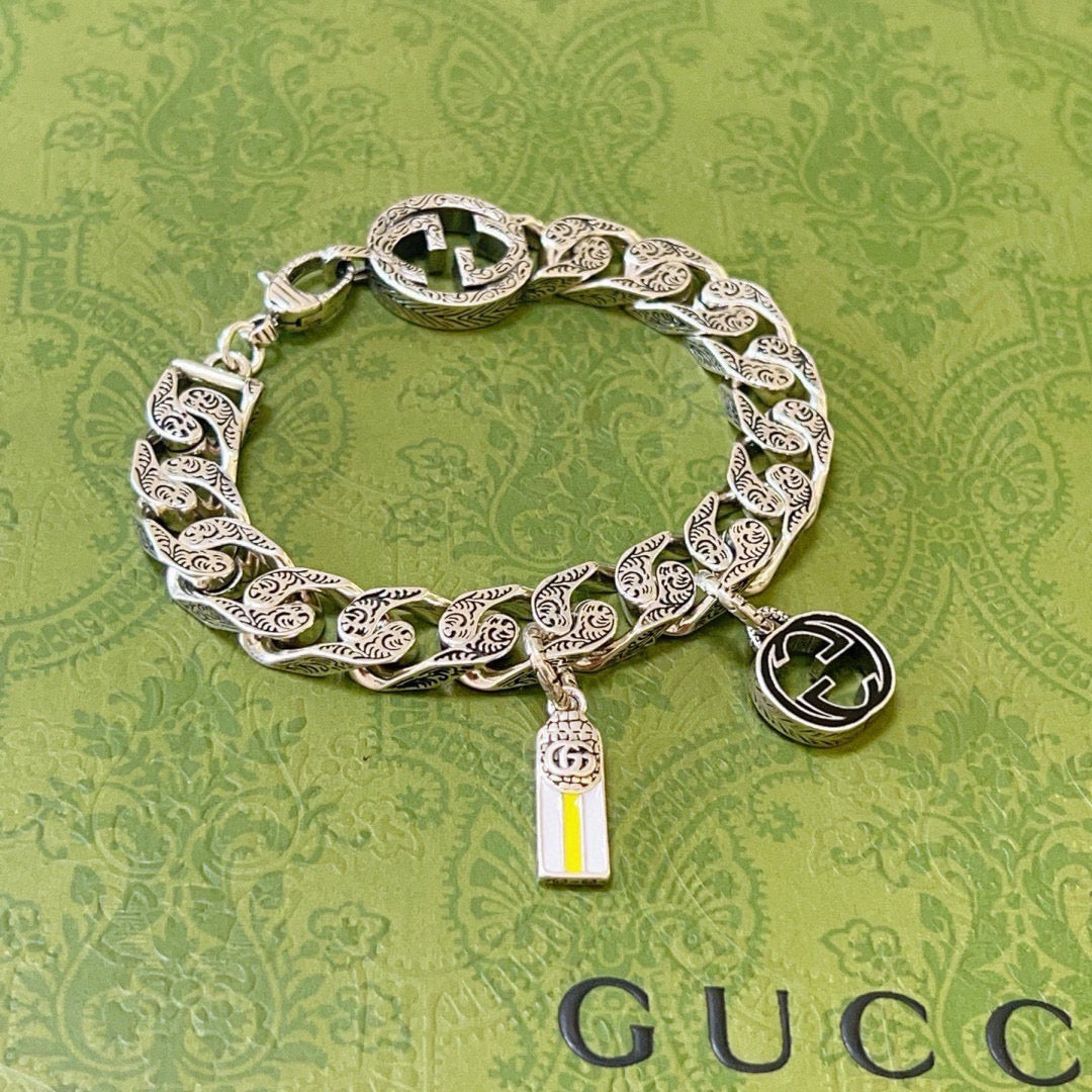Gucci Silver-Tone Chunky Link Bracelet with G Charm - album image 7